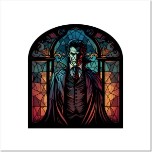 Dracula Stained Glass w/Background Posters and Art